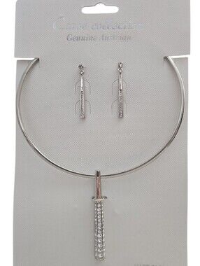 NIB Carol Collection Genuine Austrian Crystal Choker Necklace And Earrings Set